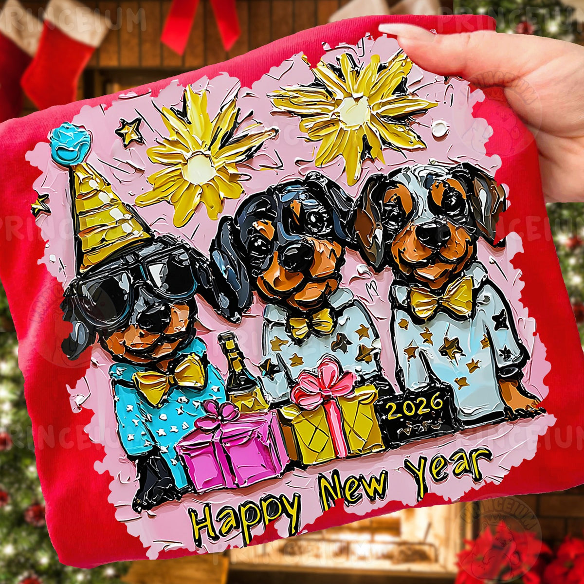 Party Dachshunds Happy New Year
