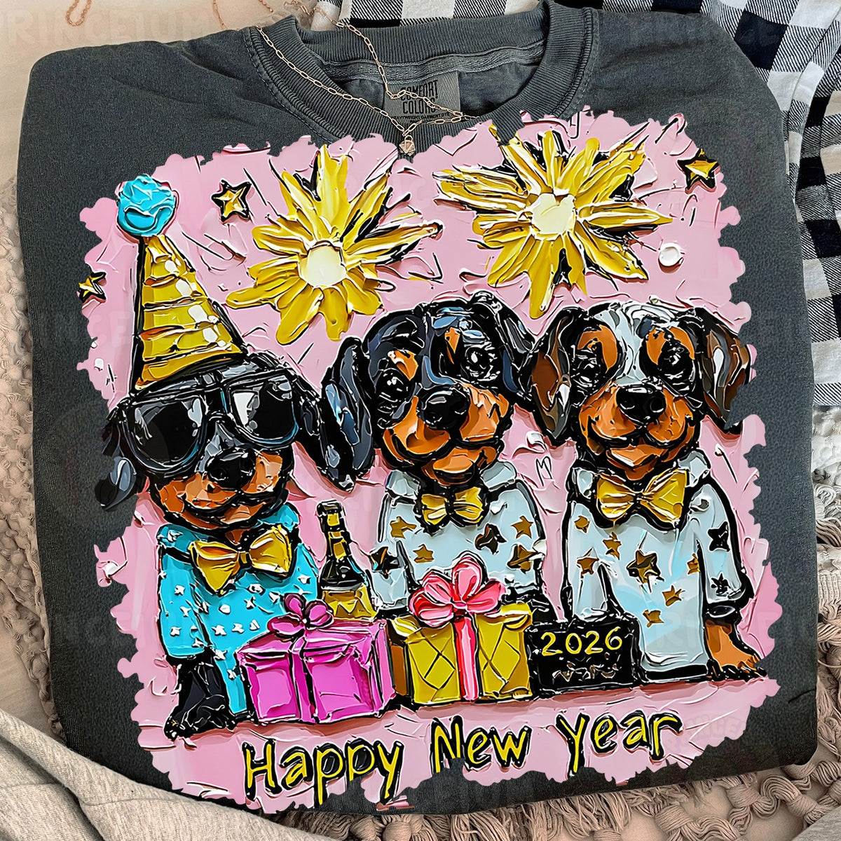 Party Dachshunds Happy New Year