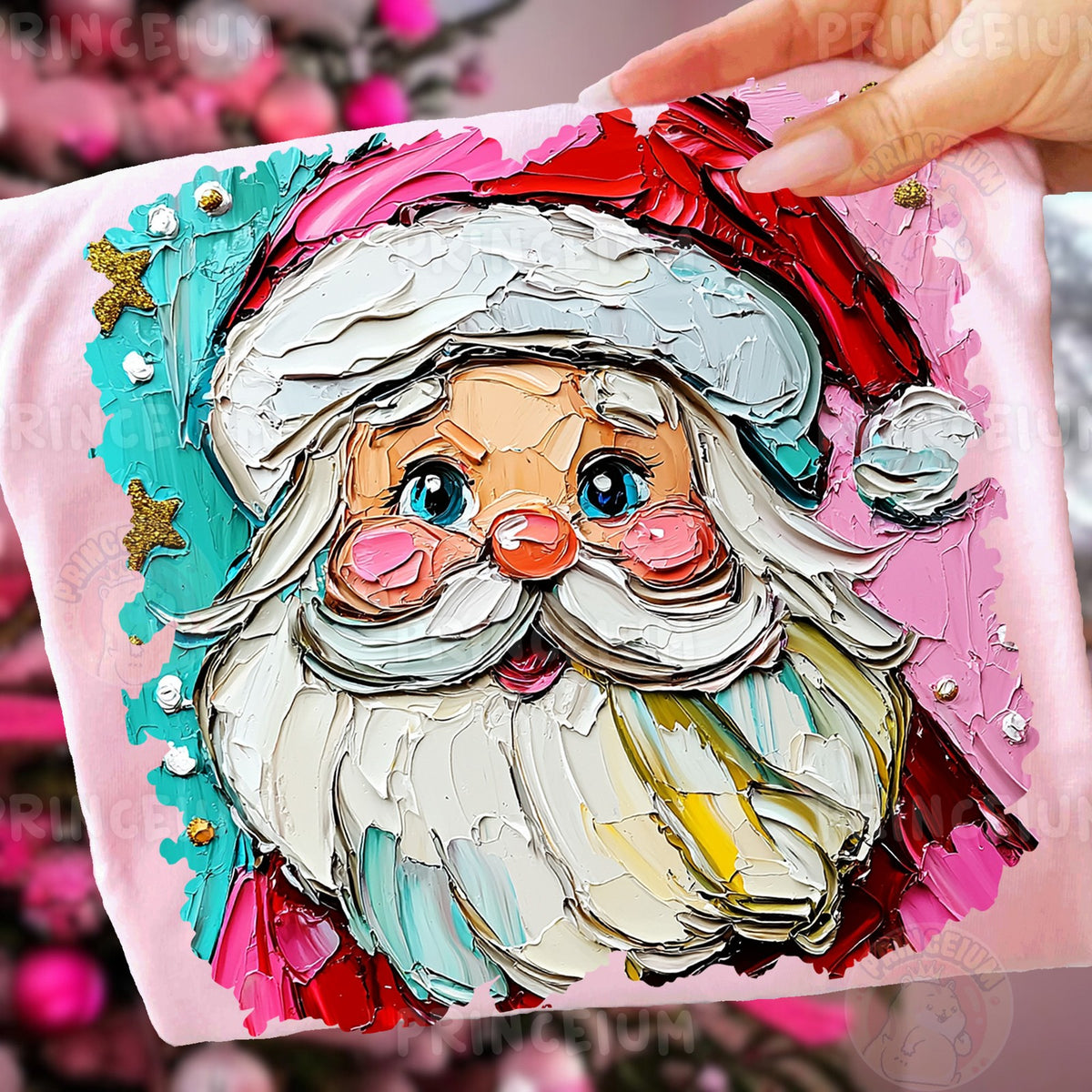 Painterly Pink Santa