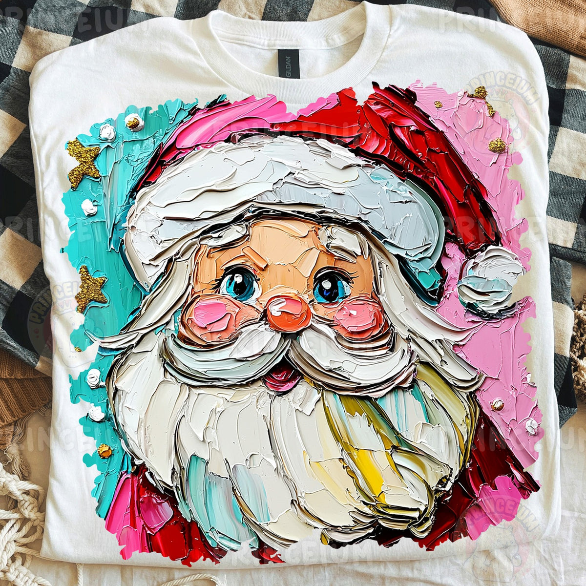 Painterly Pink Santa