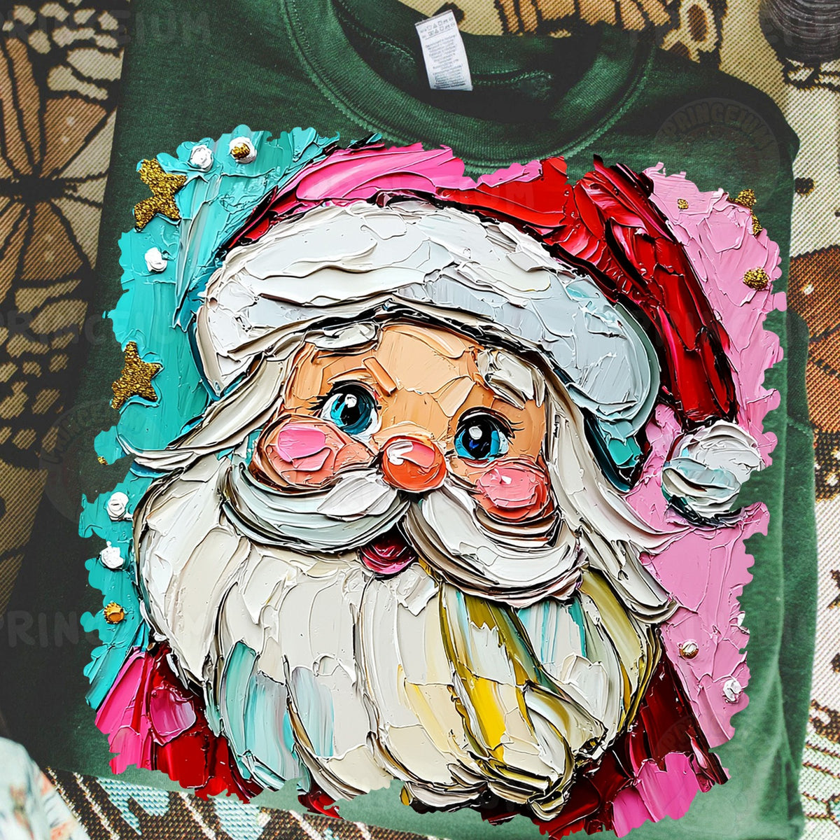 Painterly Pink Santa