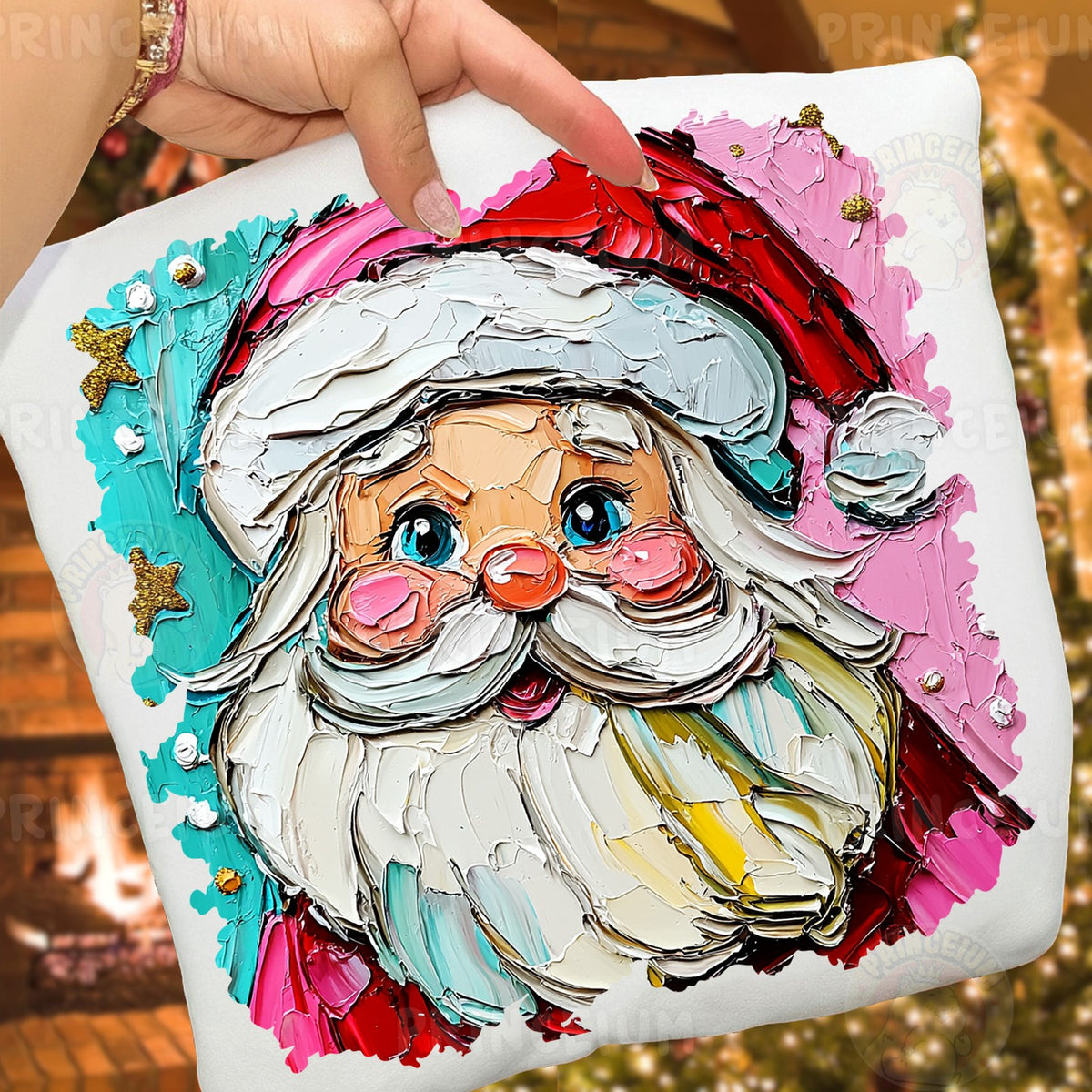 Painterly Pink Santa