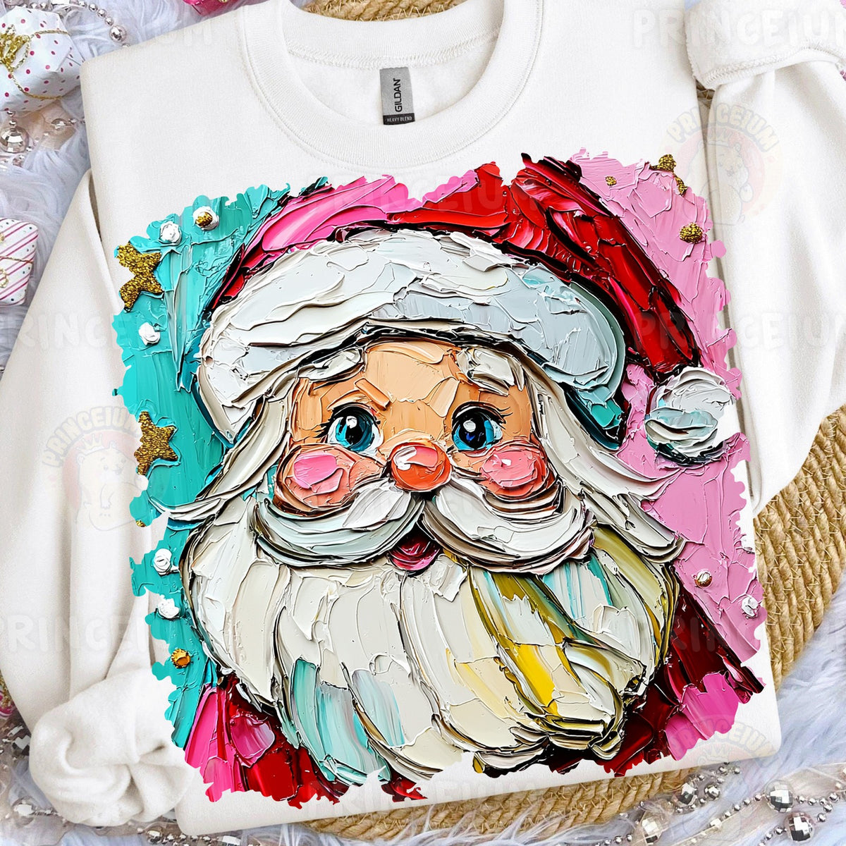 Painterly Pink Santa