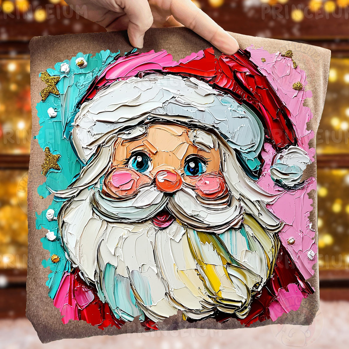 Painterly Pink Santa