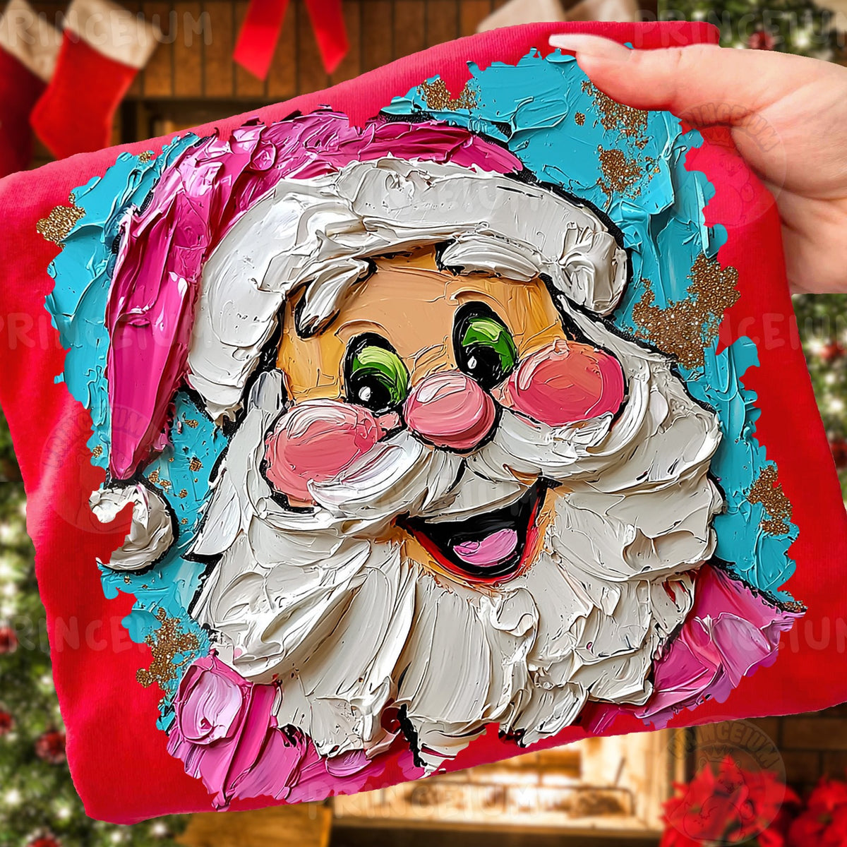 Painted Pink Santa Face