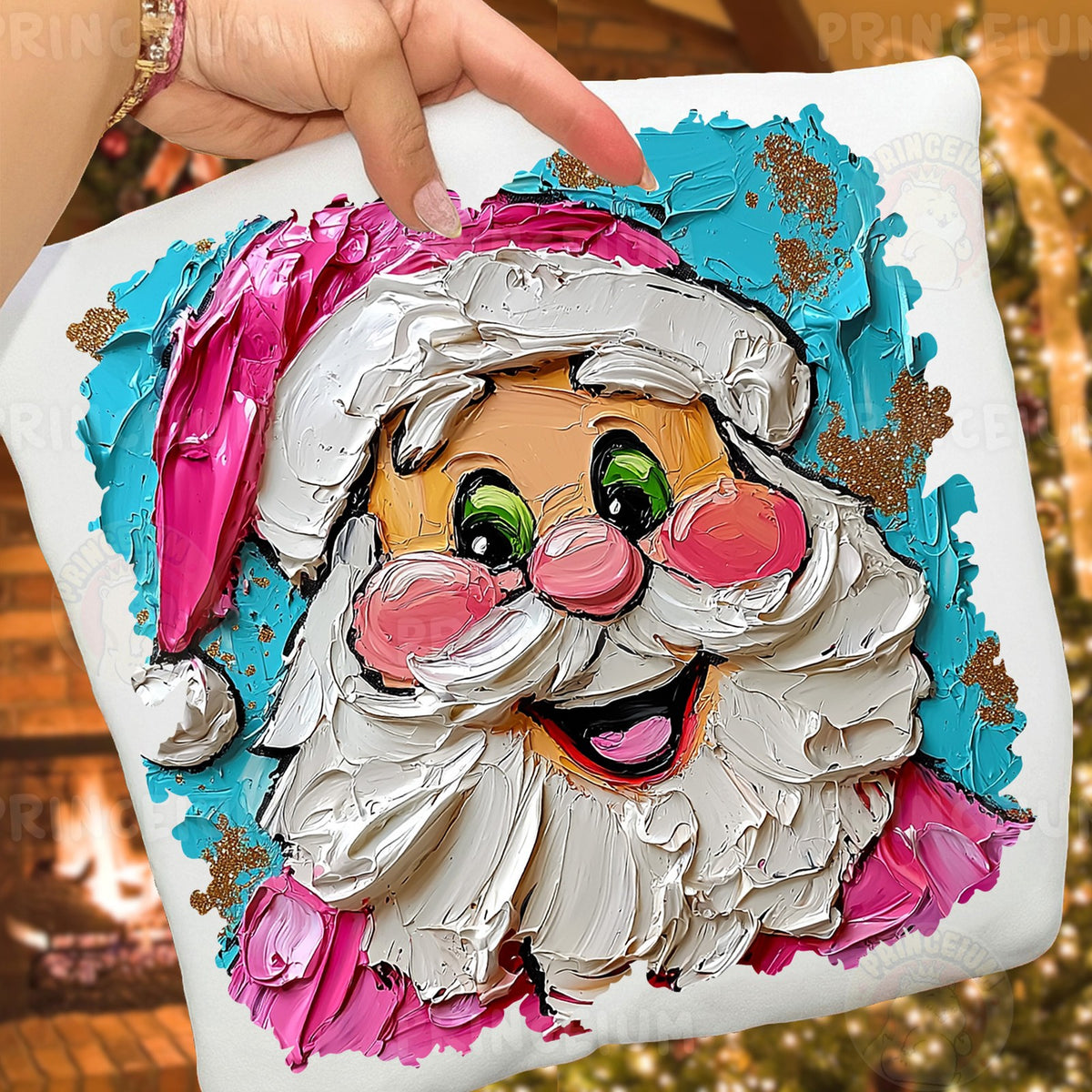 Painted Pink Santa Face