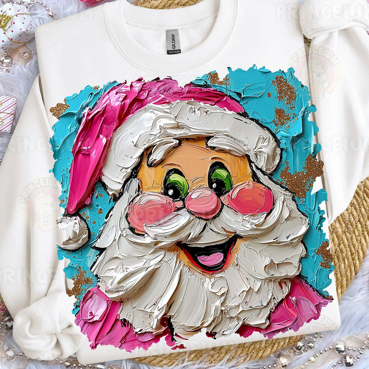 Painted Pink Santa Face