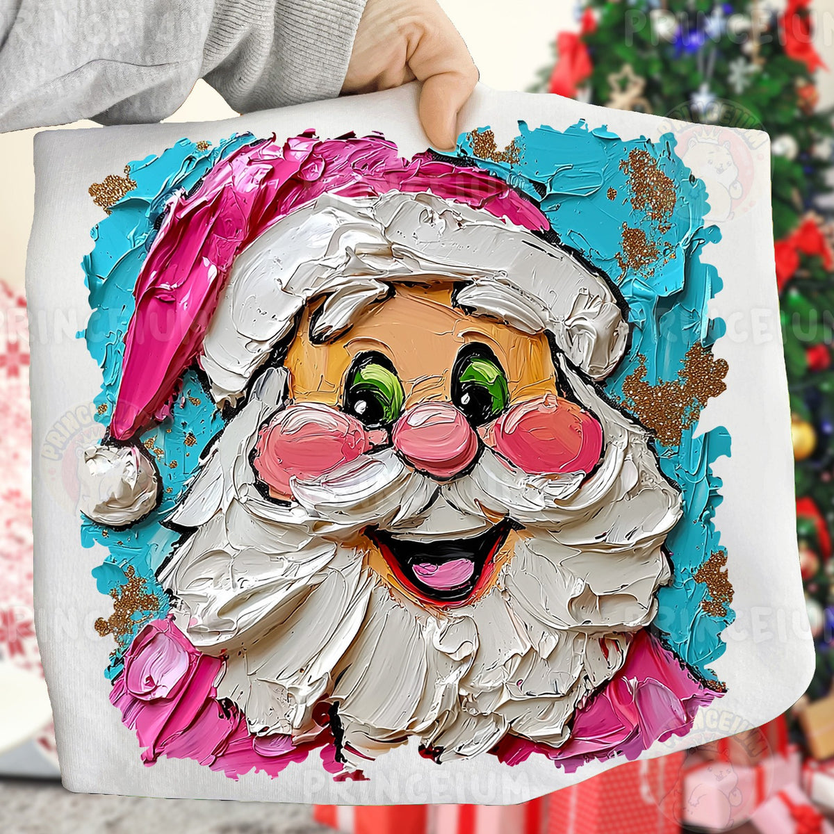 Painted Pink Santa Face