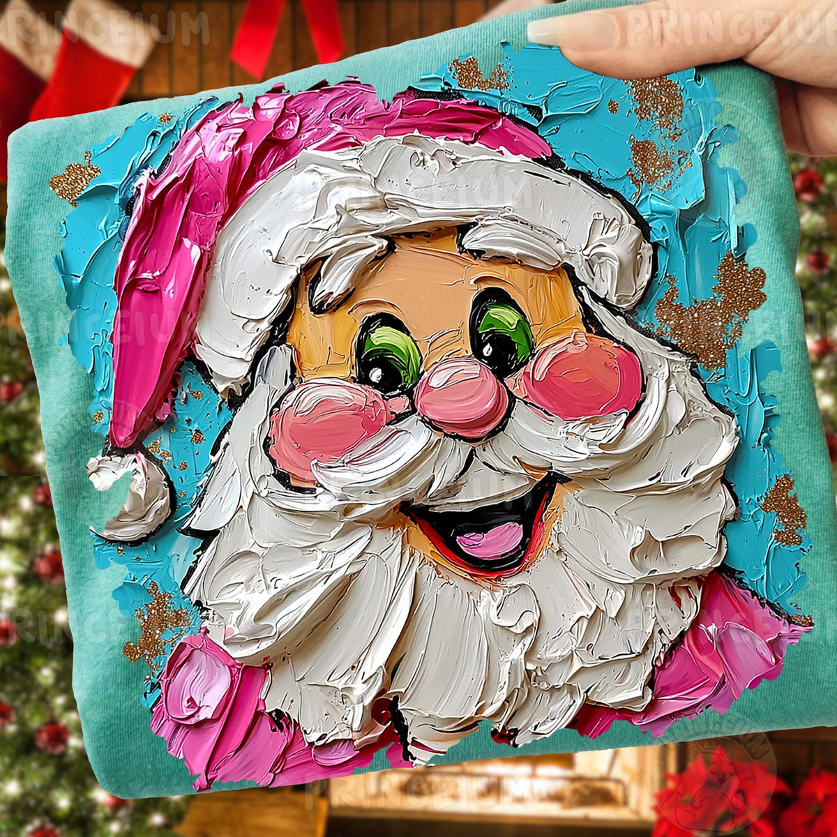 Painted Pink Santa Face