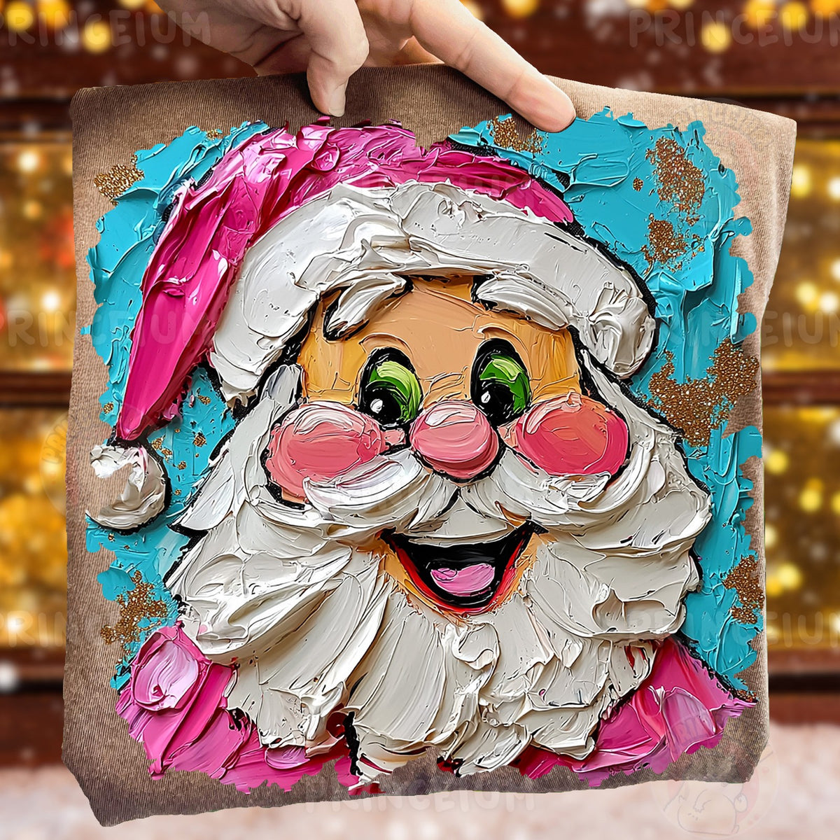 Painted Pink Santa Face