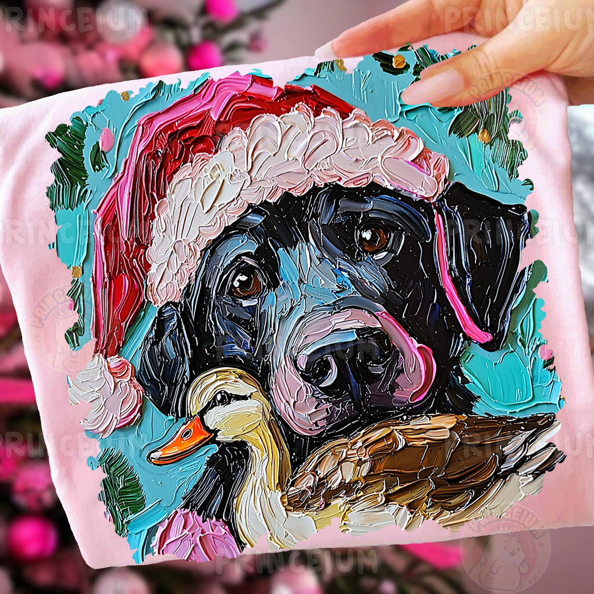 Santa Black Lab and Duck