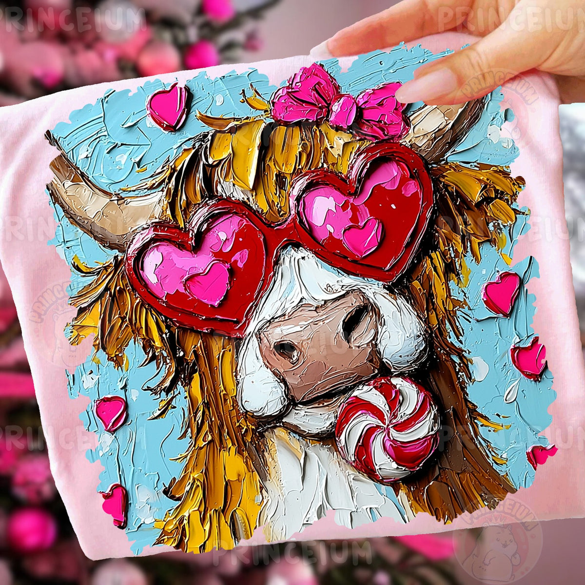 Highland Cow Valentine Hearts