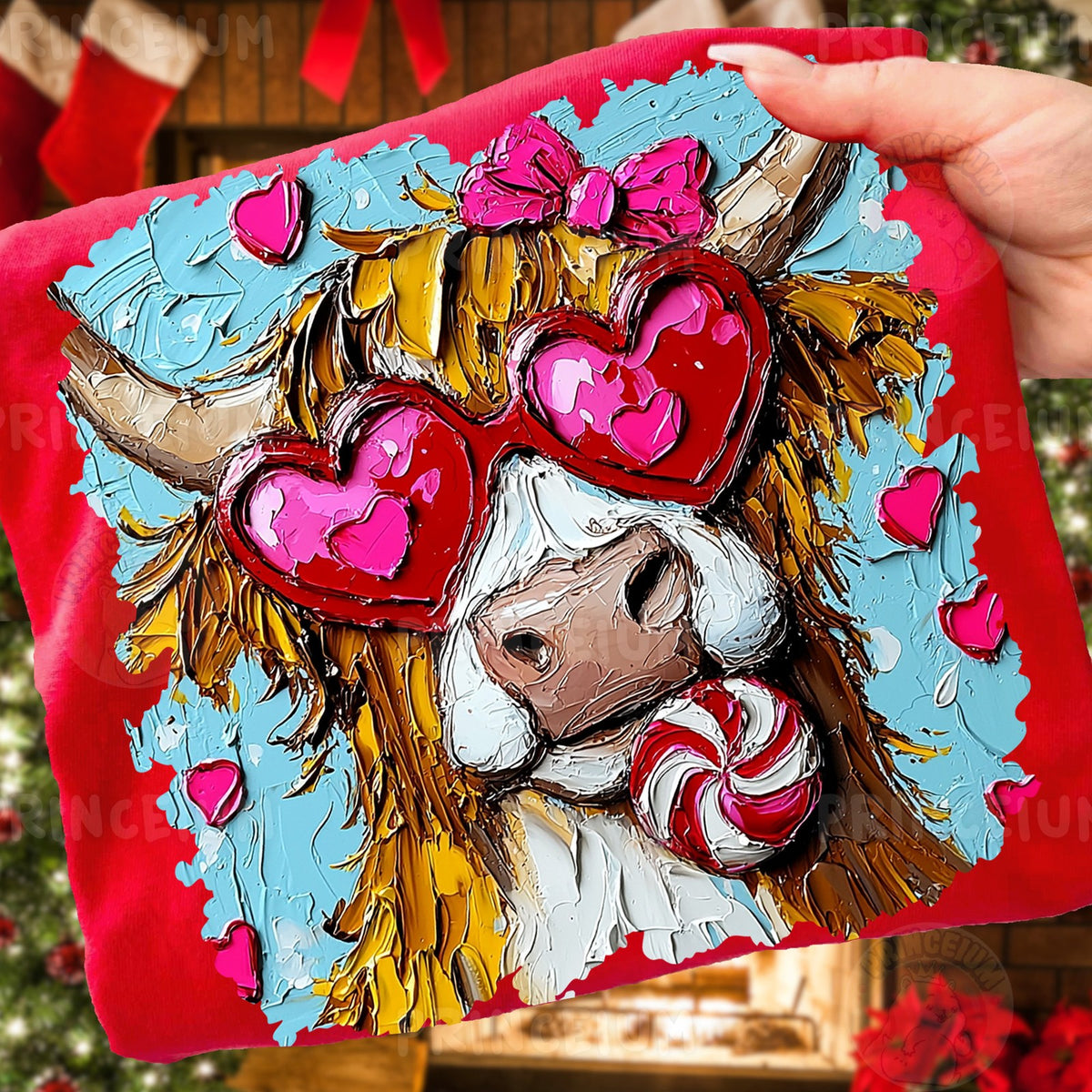 Highland Cow Valentine Hearts