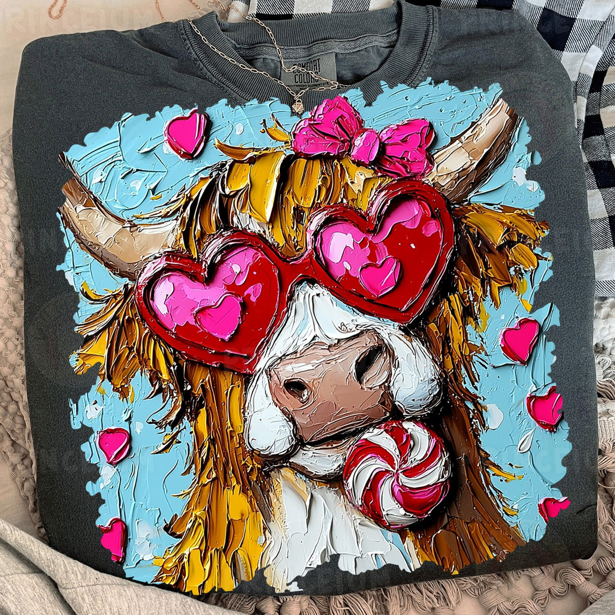 Highland Cow Valentine Hearts