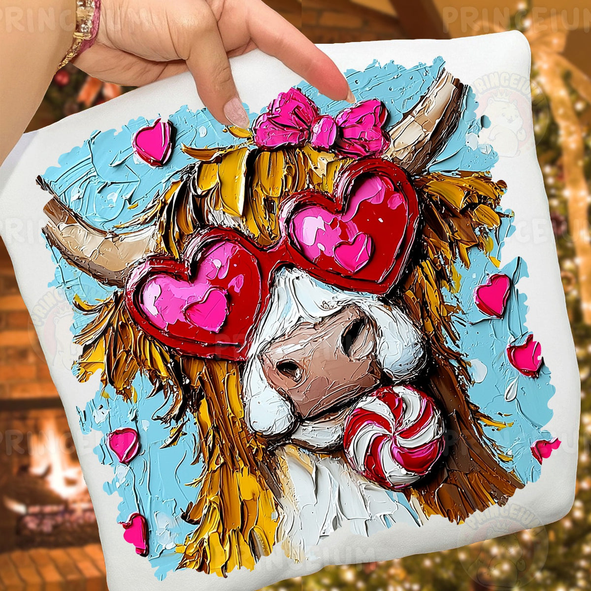 Highland Cow Valentine Hearts