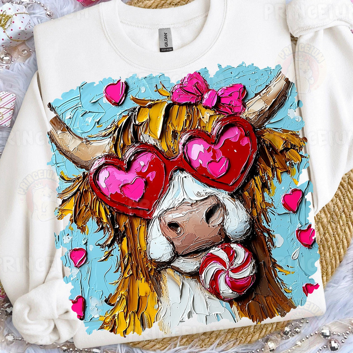 Highland Cow Valentine Hearts