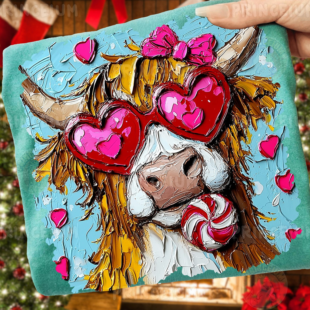 Highland Cow Valentine Hearts
