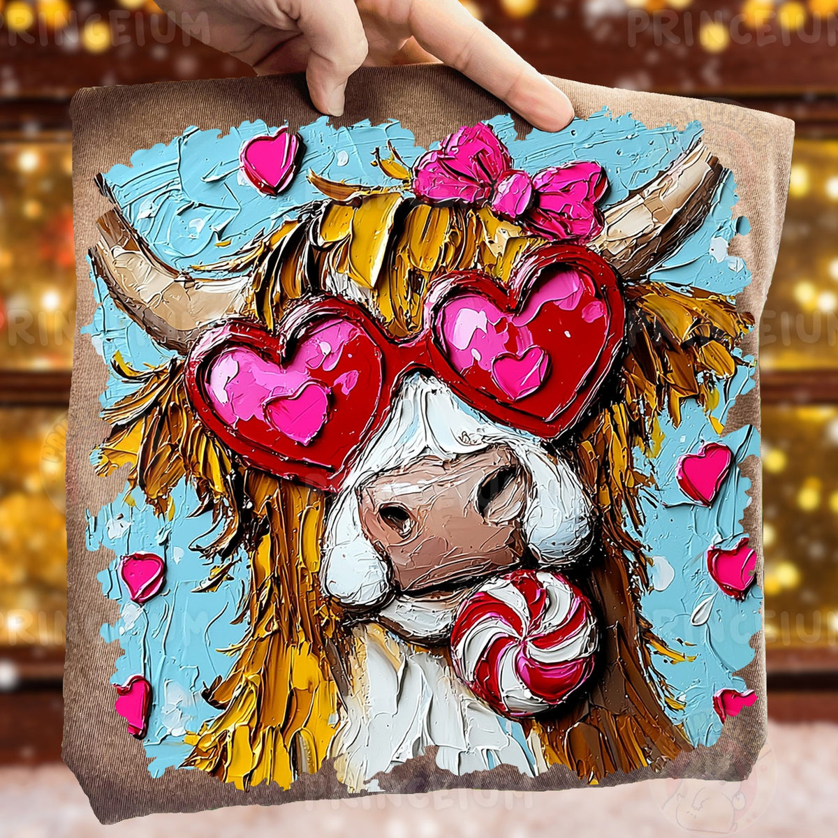 Highland Cow Valentine Hearts