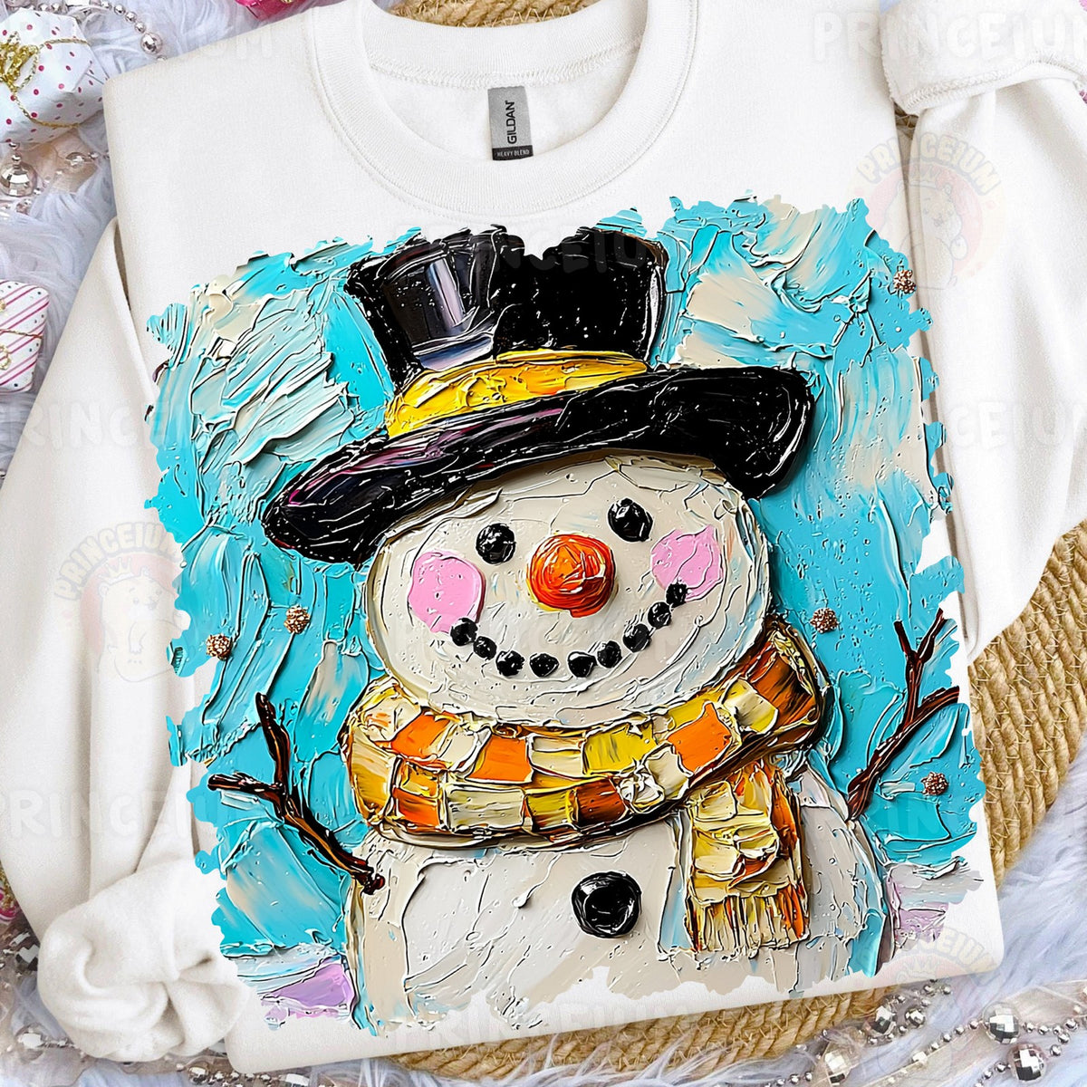 Textured Painted Snowman