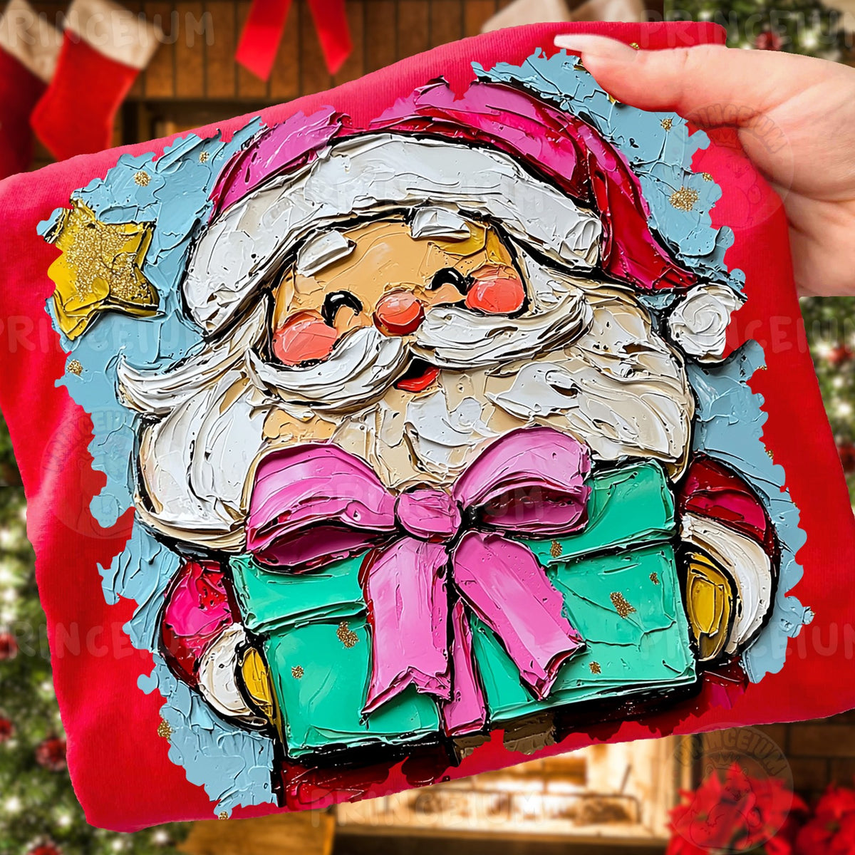 Painted Santa with Gift