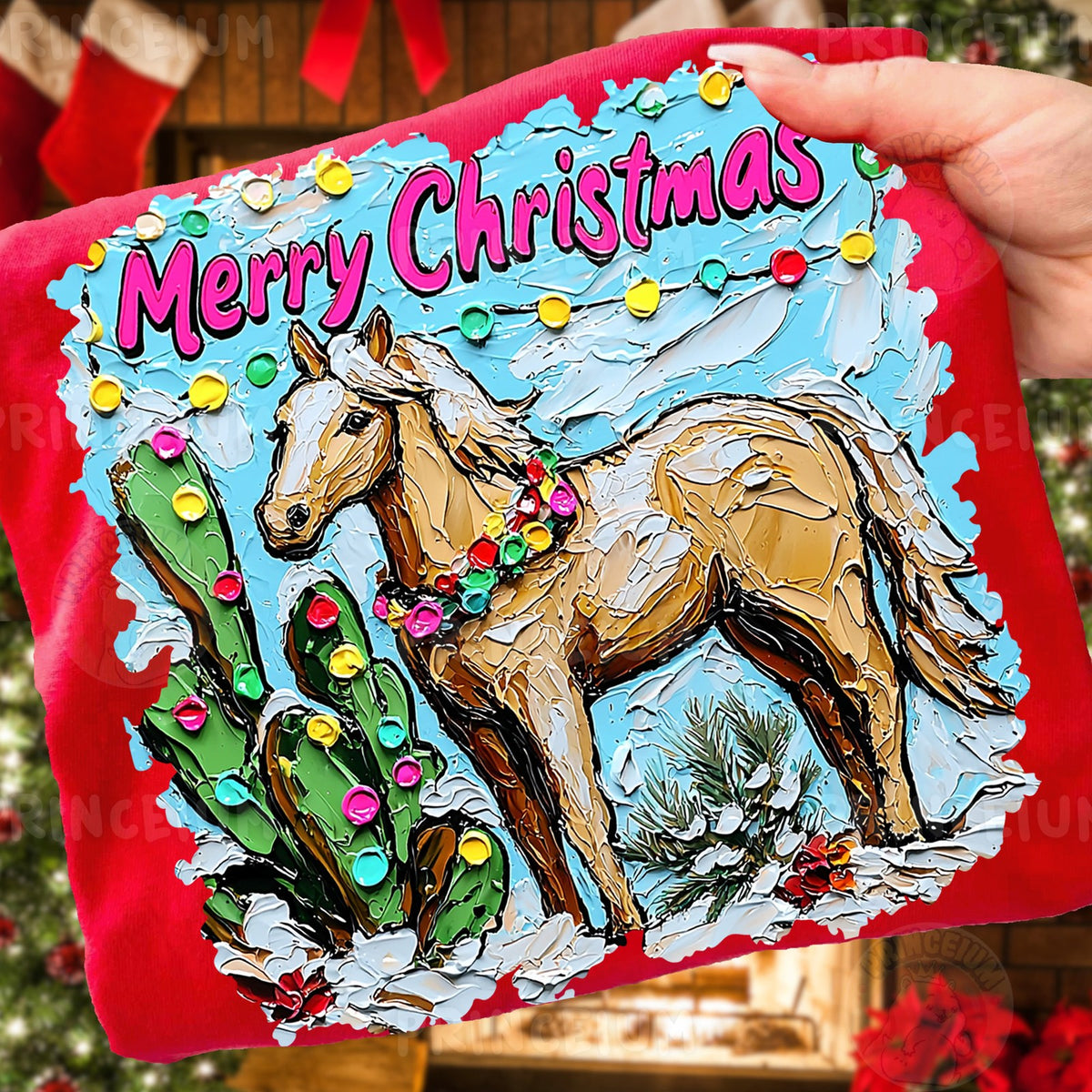 Merry Christmas Palomino Horse