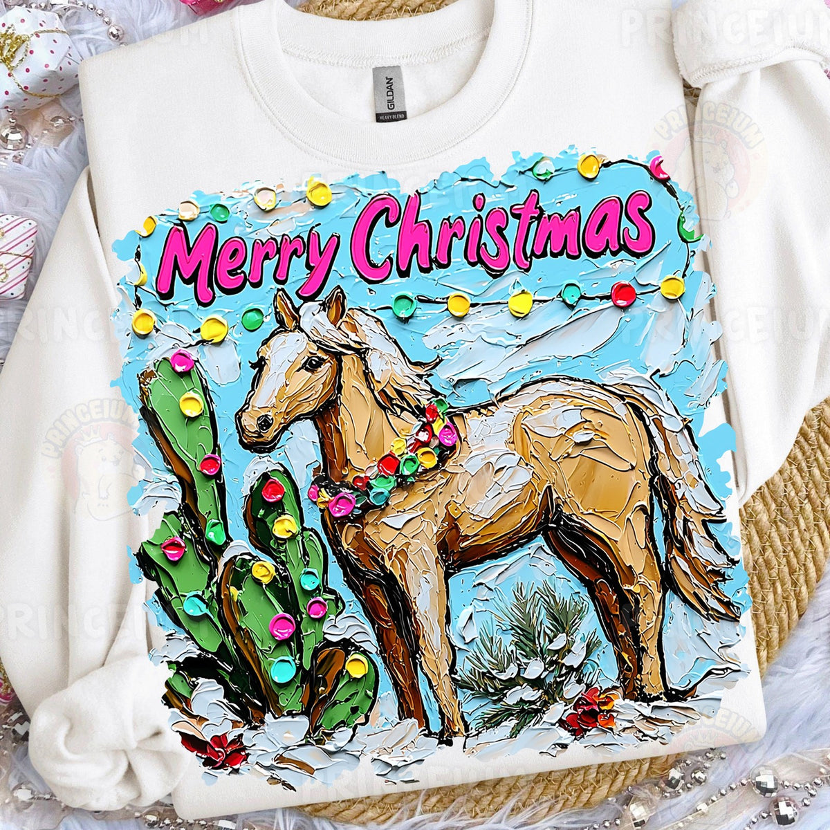 Merry Christmas Palomino Horse