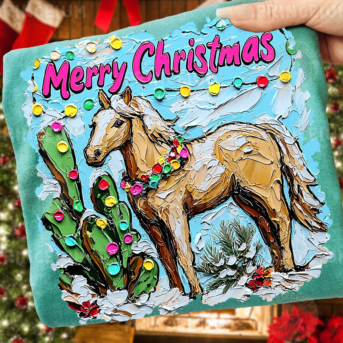 Merry Christmas Palomino Horse