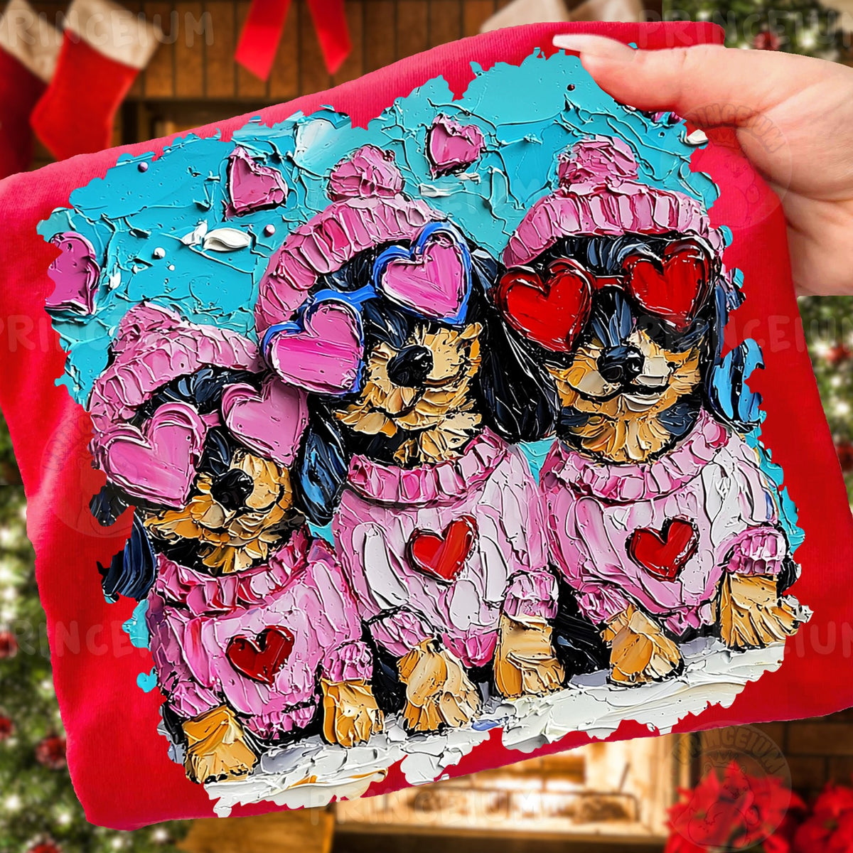 Cozy Valentine Puppy Trio