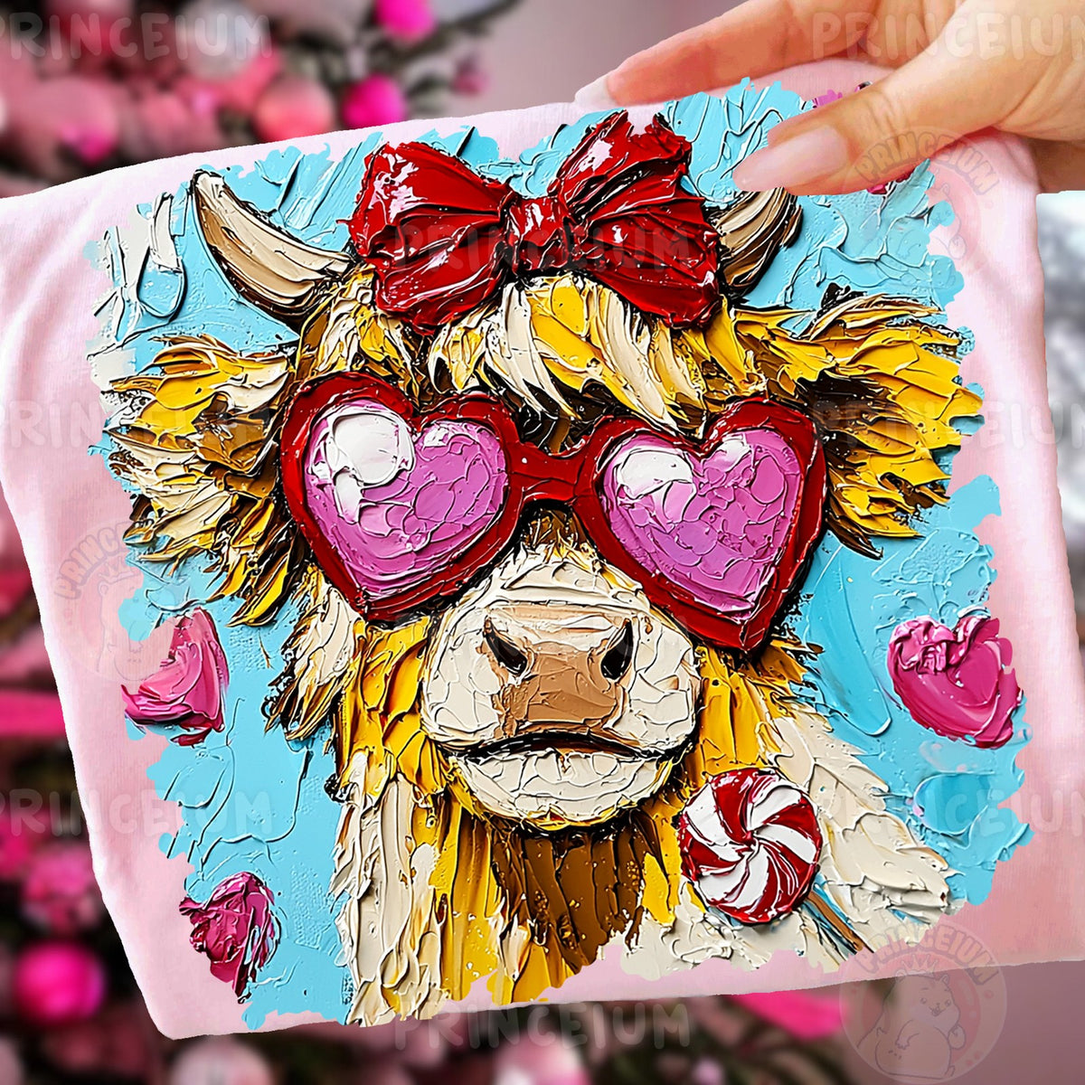 Valentine Highland Cow Heart Glasses