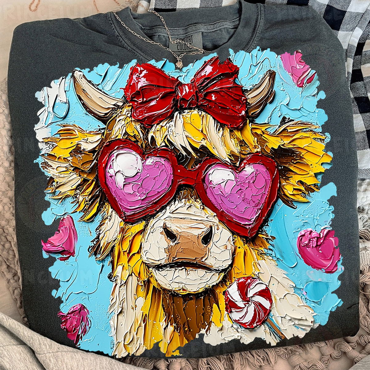 Valentine Highland Cow Heart Glasses