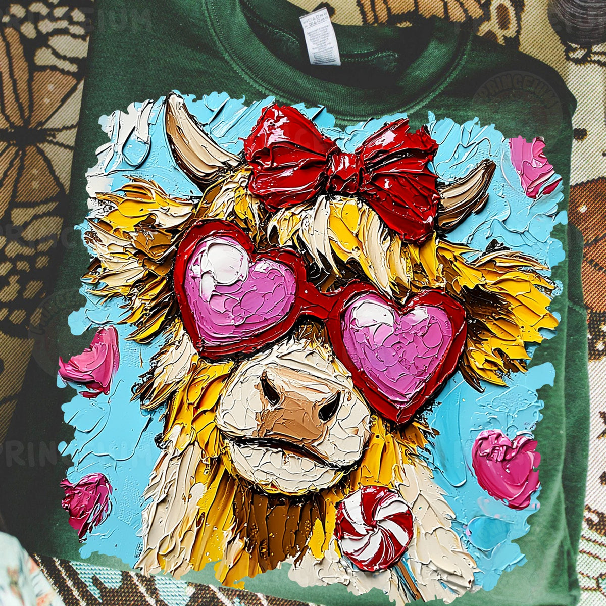 Valentine Highland Cow Heart Glasses
