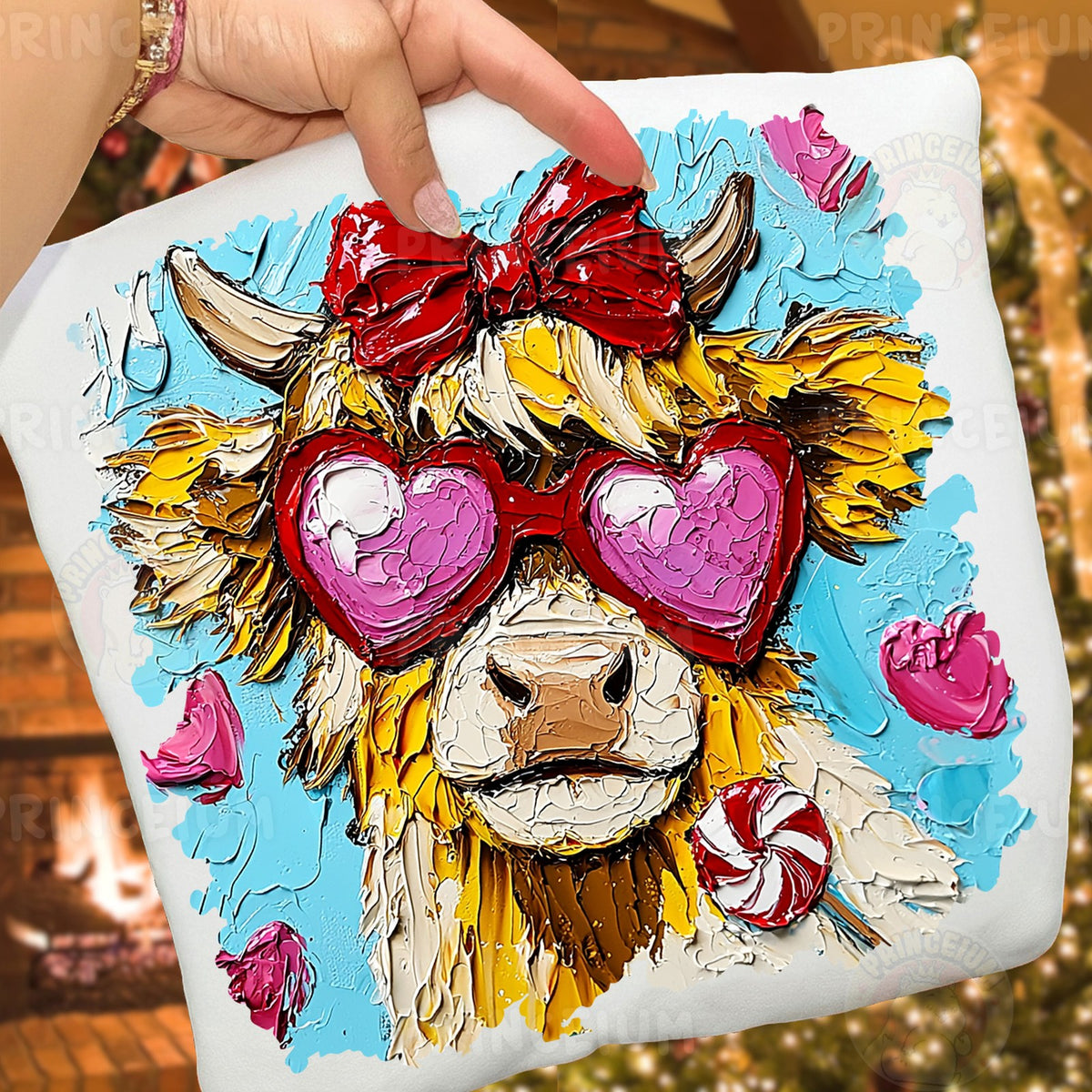 Valentine Highland Cow Heart Glasses