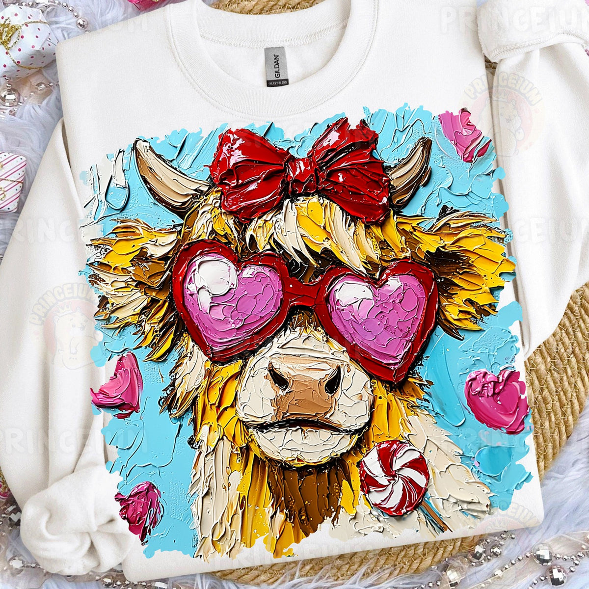 Valentine Highland Cow Heart Glasses