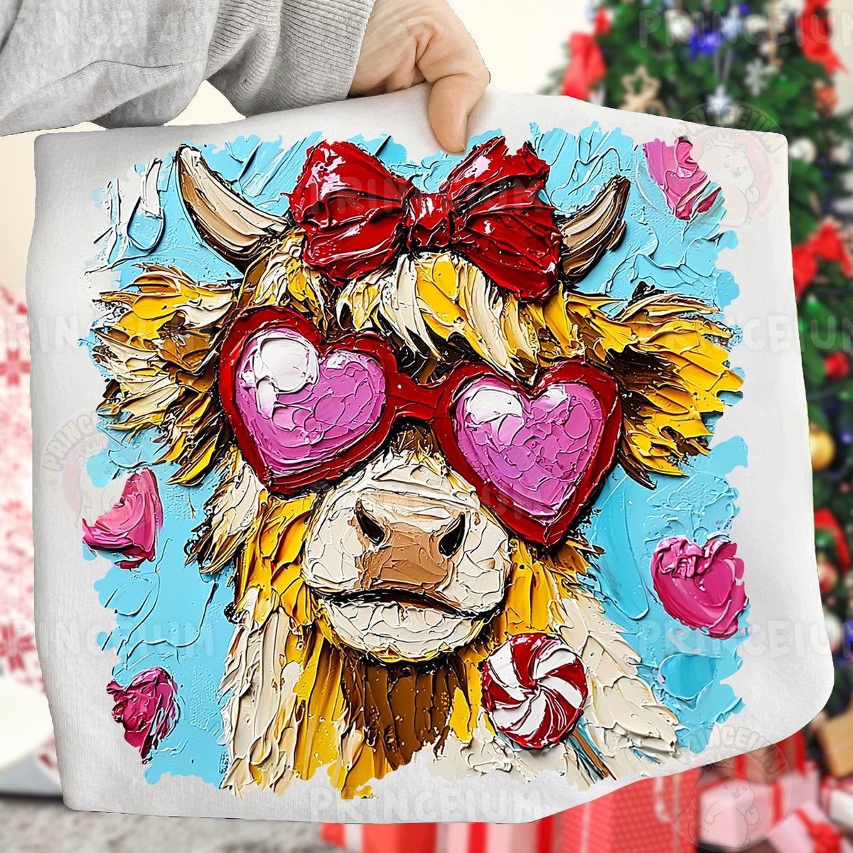 Valentine Highland Cow Heart Glasses
