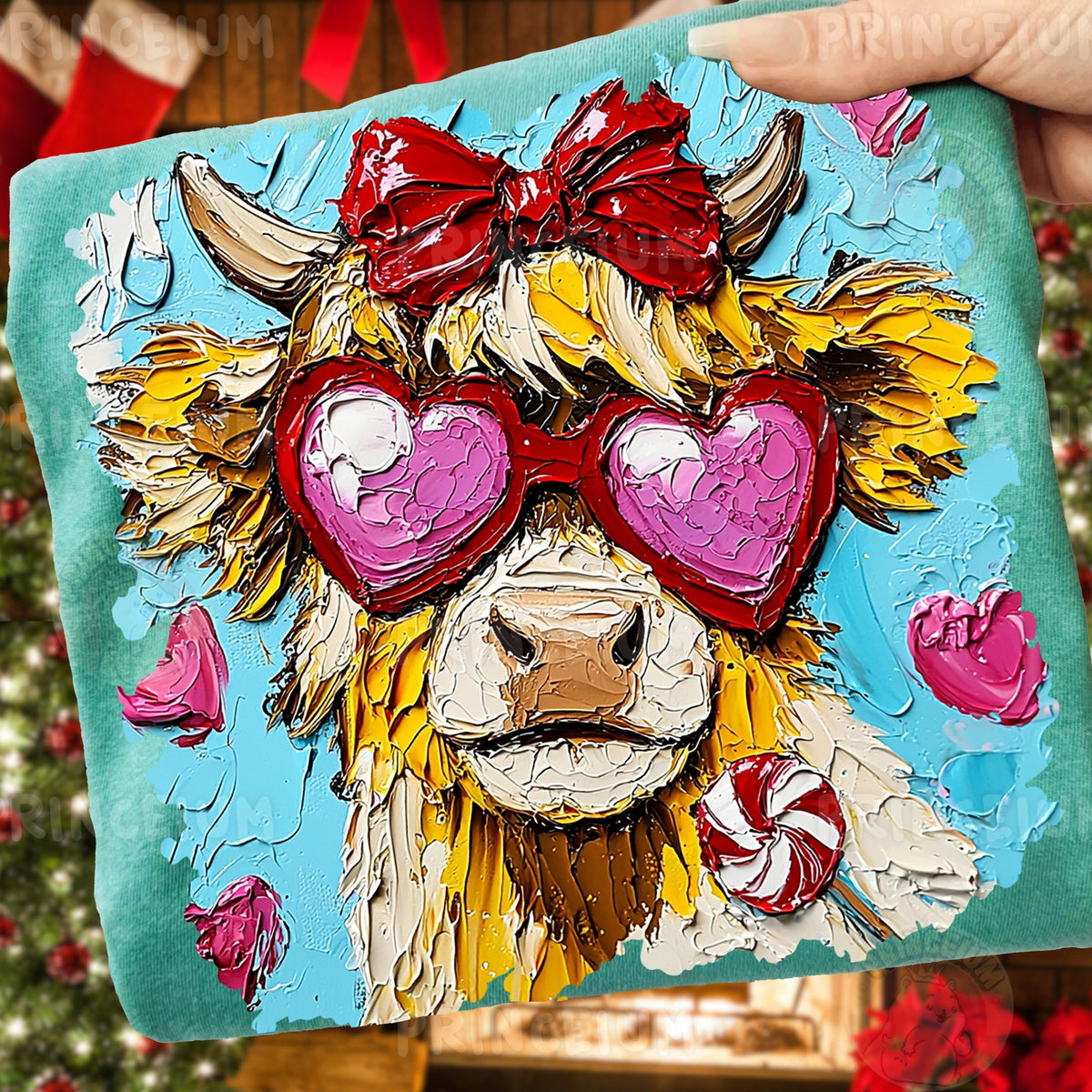 Valentine Highland Cow Heart Glasses