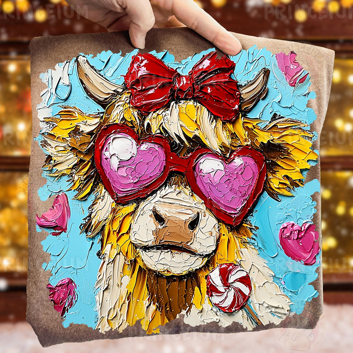 Valentine Highland Cow Heart Glasses