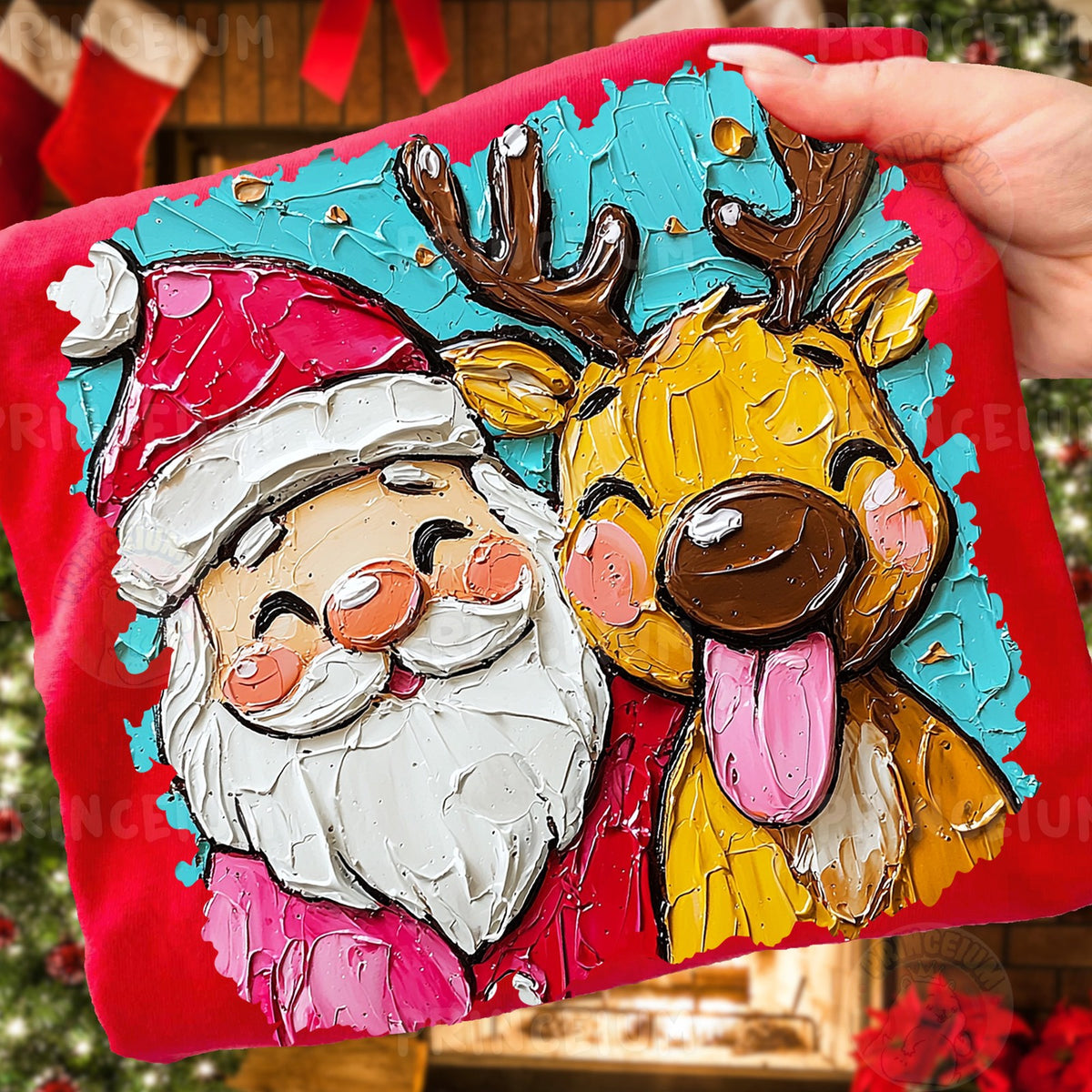Santa and Reindeer Best Friends