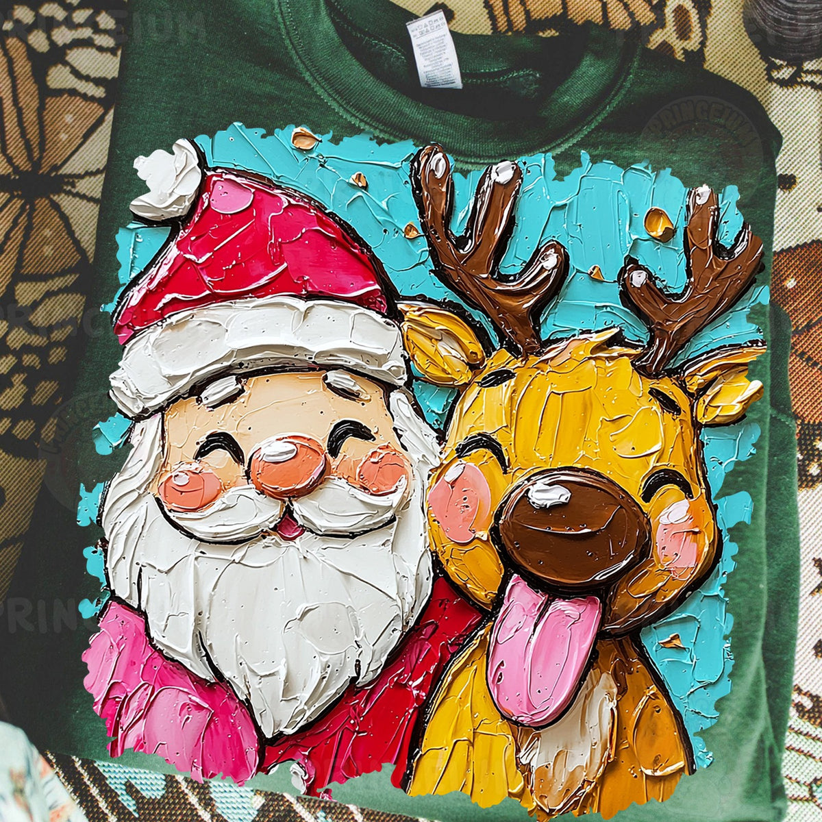 Santa and Reindeer Best Friends