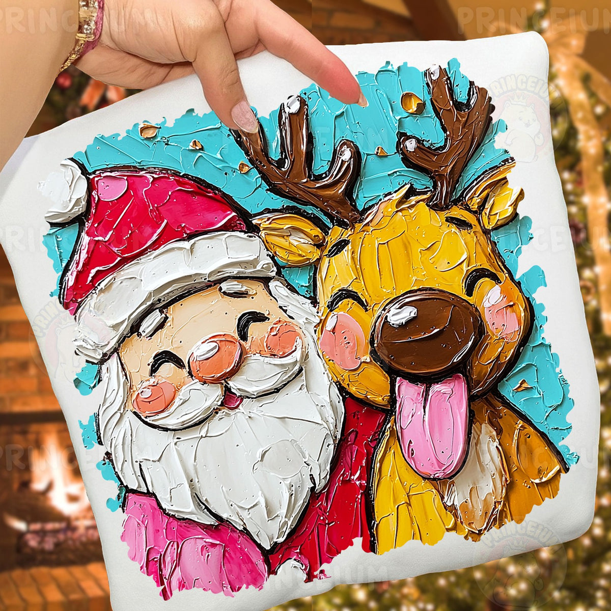 Santa and Reindeer Best Friends