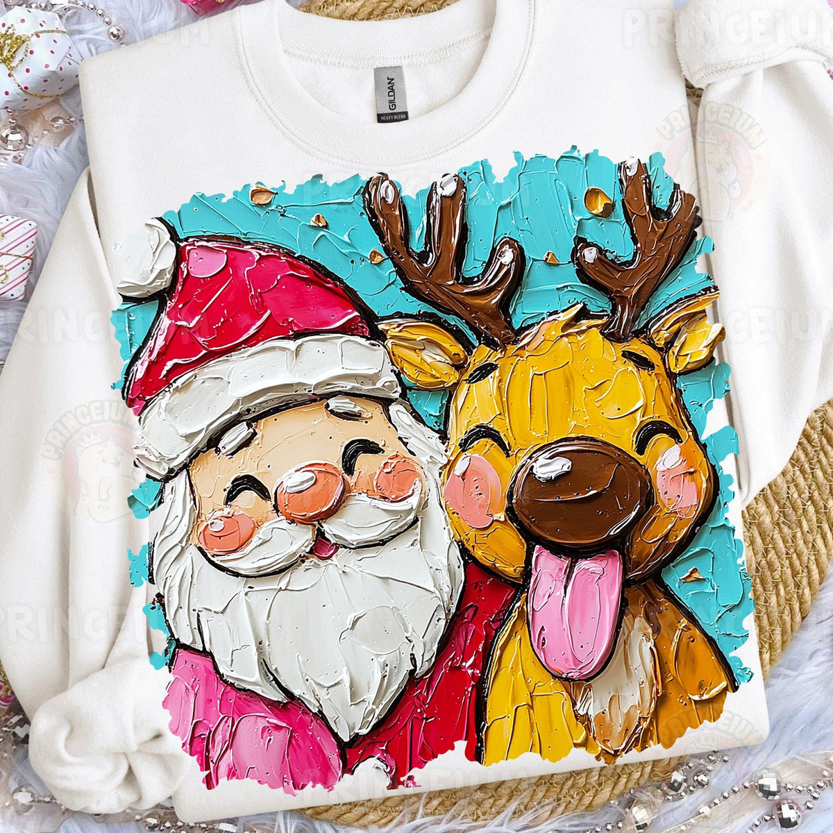 Santa and Reindeer Best Friends