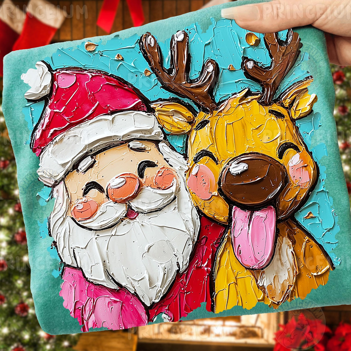 Santa and Reindeer Best Friends