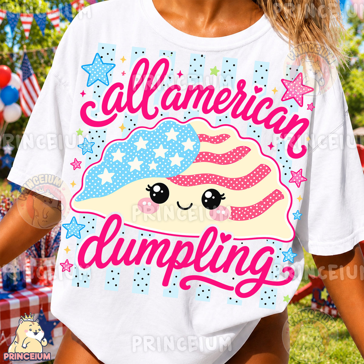 All American Dumpling PNG, Cute Patriotic Dumpling Shirt Design, Funny 4th of July Sublimation