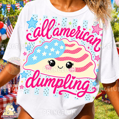 All American Dumpling PNG, Cute Patriotic Dumpling Shirt Design, Funny 4th of July Sublimation