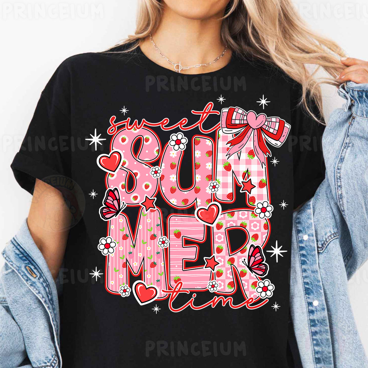 a woman wearing a t - shirt that says sun merl