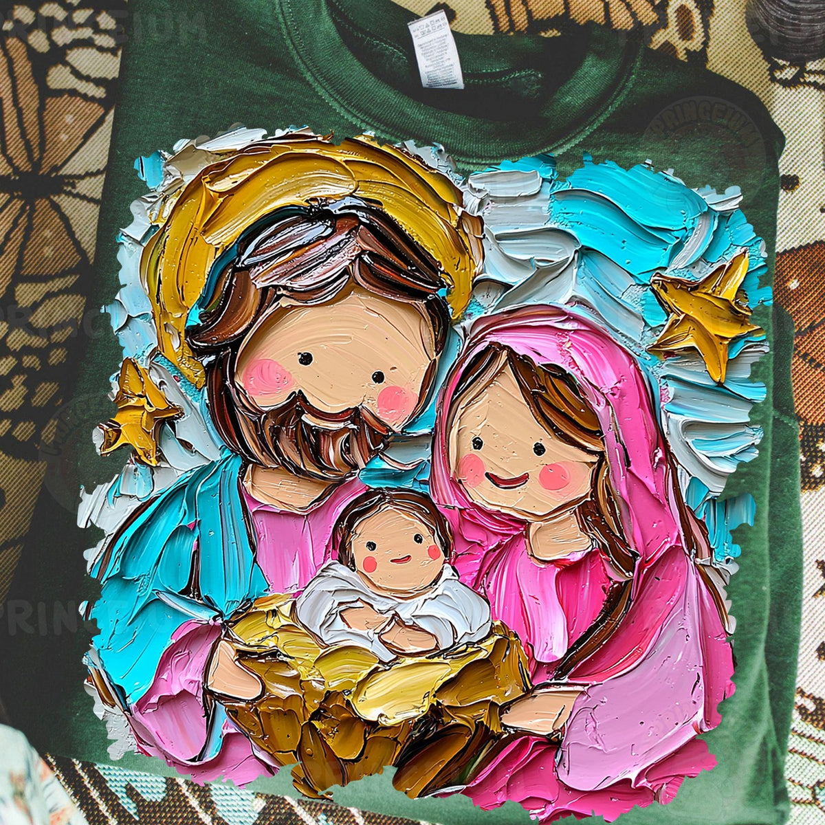 Painted Holy Family Nativity