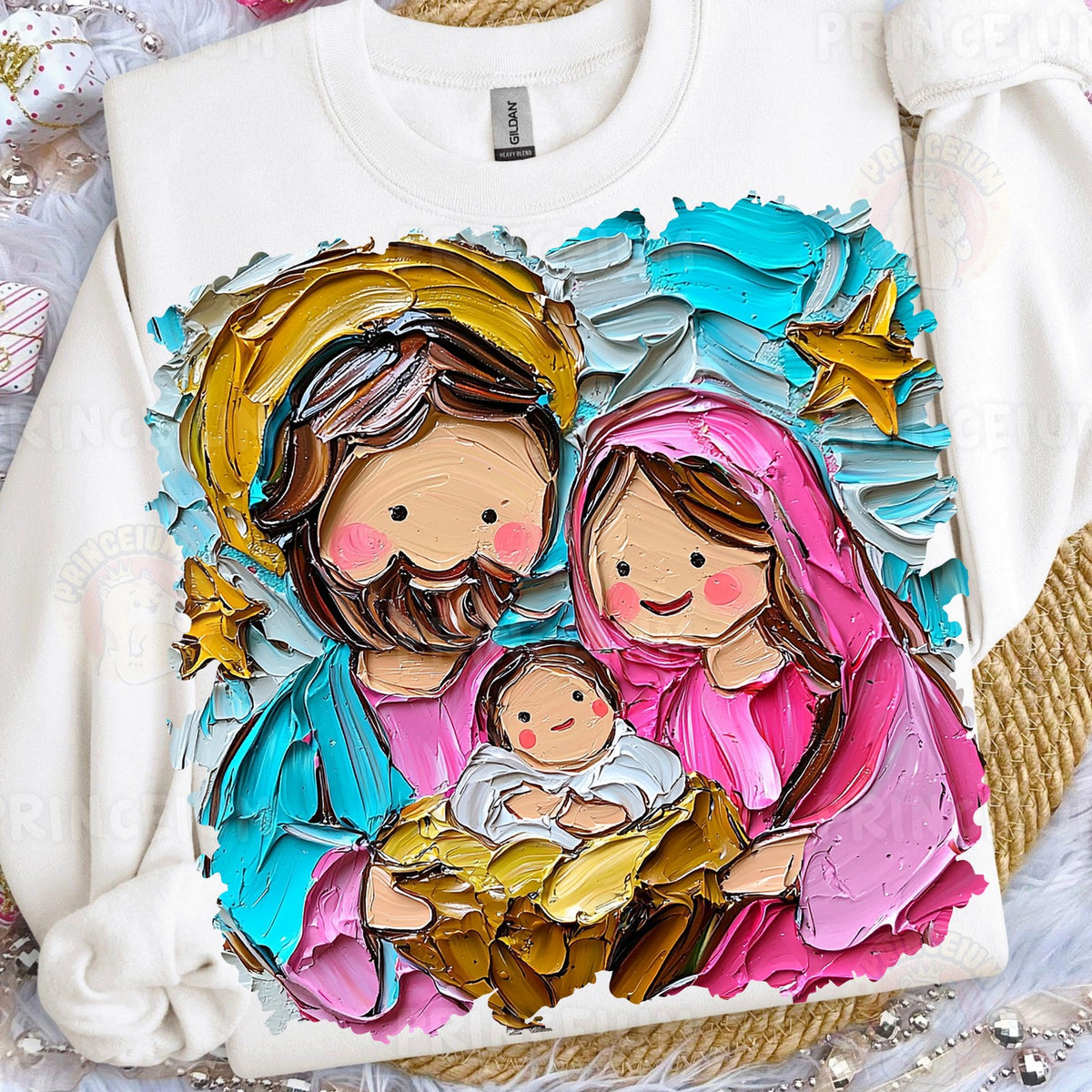 Painted Holy Family Nativity