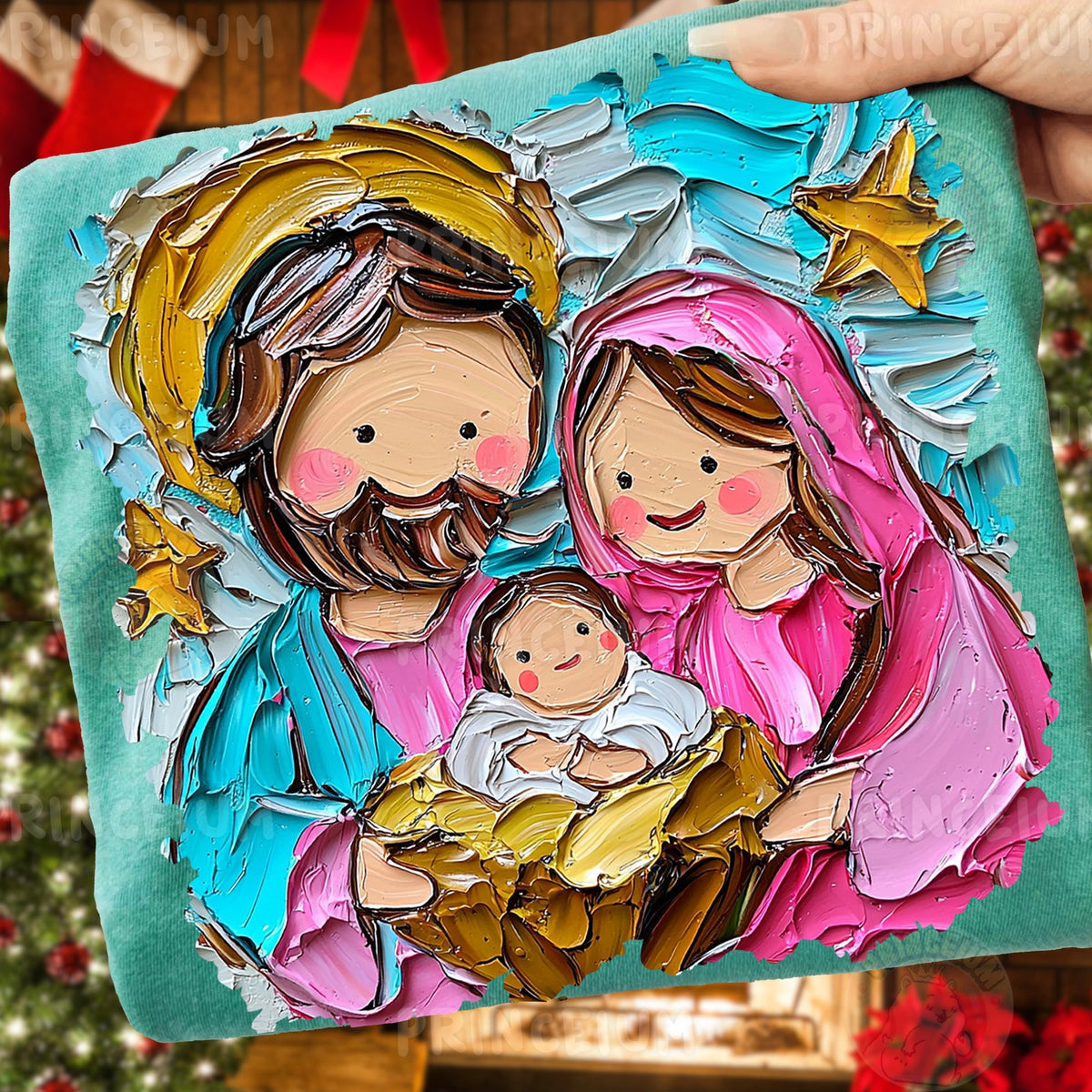 Painted Holy Family Nativity