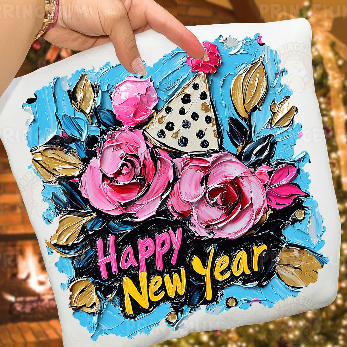 Happy New Year Painted Roses