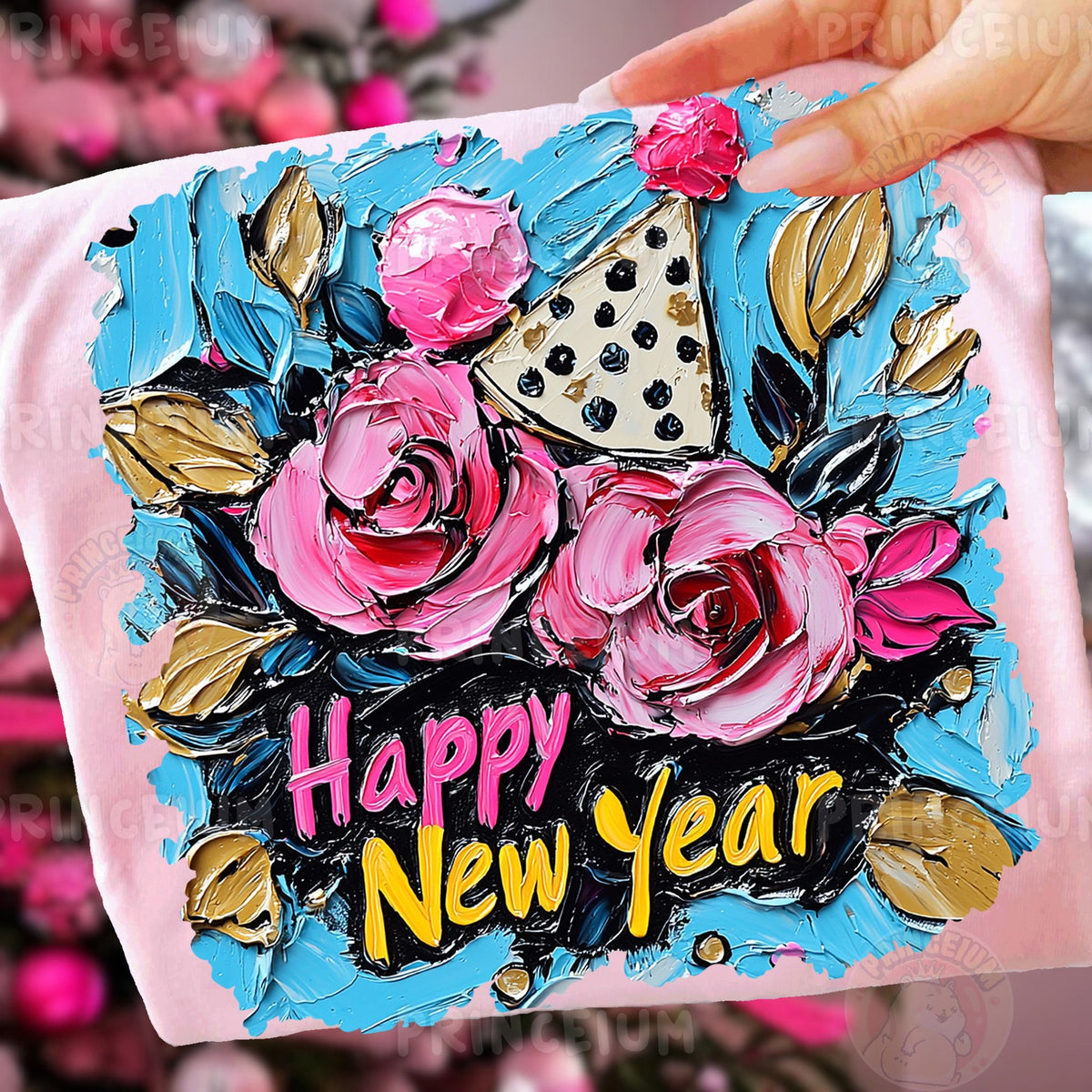 Happy New Year Painted Roses