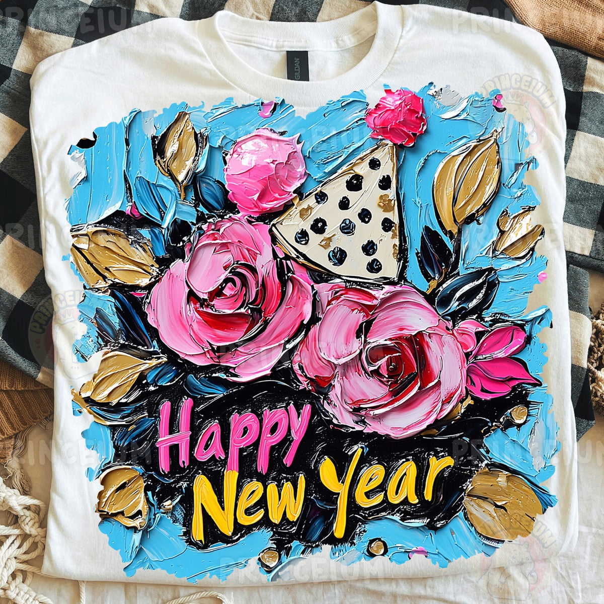 Happy New Year Painted Roses
